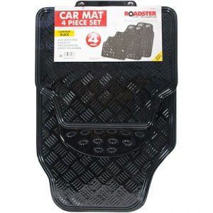 Roadster Aluminium Black Car Mat Set 4pc