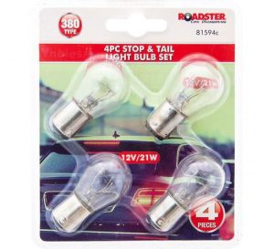 Roadster 12V/21W 380 Type Stop & Tail Car Light Bulb Set 4pc