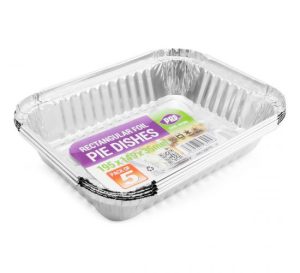 Rectangular Foil Pie Dishes 19.5cm X 14.5cm X 3.5cm Pack Of 5