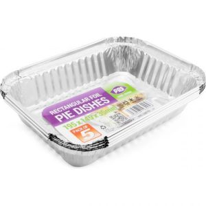 Rectangular Foil Pie Dishes 19.5cm X 14.5cm X 3.5cm Pack Of 5