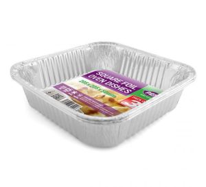Square Foil Oven Dishes 20.5cm X 20.5cm X 5cm Pack Of 3