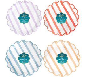 Bello Striped Scalloped Paper Plate 22cm Pack Of 10