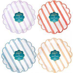 Bello Striped Scalloped Paper Plate 22cm Pack Of 10