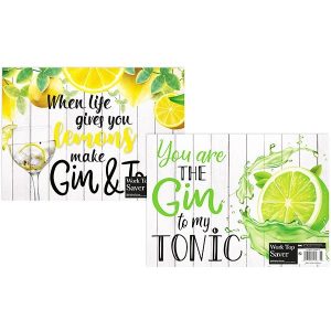 Glass Gin & Tonic Worktop Saver 2 Assorted 25cm X 18cm