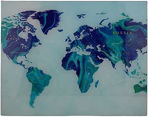 World Map Tempered Glass Worktop Saver 45cm X 35cm