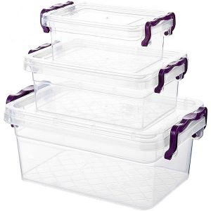 Asude Triple Transparent Storage Container Set Large 3pc