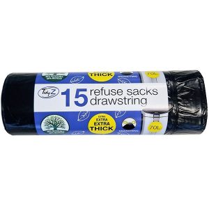 TidyZ Extra Thick Drawstring Refuse Sacks 70L