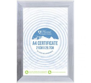 Home Collection A4 Silver Cambridge Glass Certificate Frame