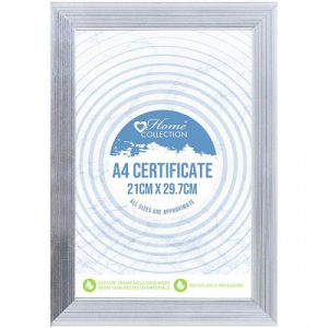 Home Collection A4 Silver Cambridge Glass Certificate Frame