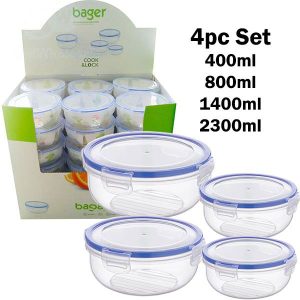 Bager Click & Lock Round Food Storage Container Set 4pc