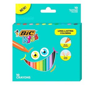 Bic Kids Assorted Colour Triangular Crayons Pack Of 10