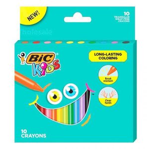 Bic Kids Assorted Colour Triangular Crayons Pack Of 10