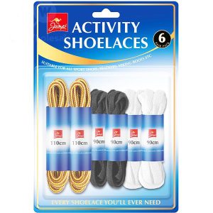 Jump Assorted Colour Activity Shoe Laces Pack Of 6
