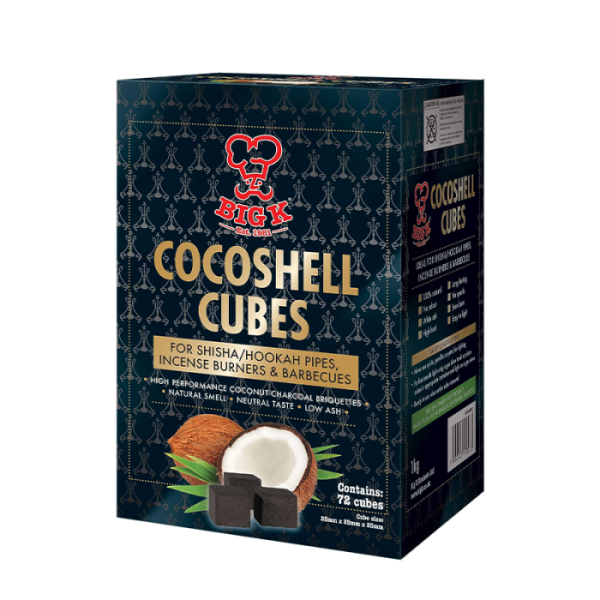Big K Cocoshell Shisha Cubes 1kg 72 Cubes