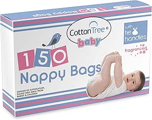 Cotton Tree Baby Fragranced Tie Handle Nappy Bags Pack Of 150
