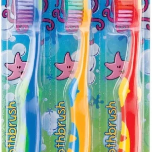 Claradent Assorted Colour Soft Bristle Children's Toothbrushes Pack Of 3