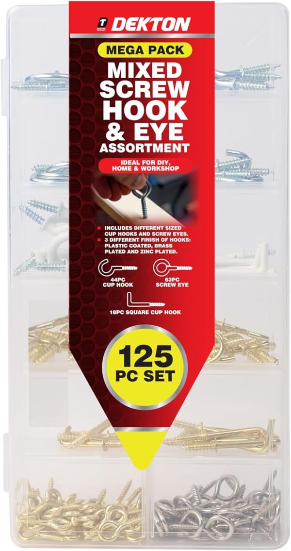 Dekton Mixed Screw Hook & Eye Assortment Mega Pack 125pc