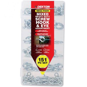Dekton Mixed Heavy Duty Screw Hook & Eye Assortment Mega Pack 151pc