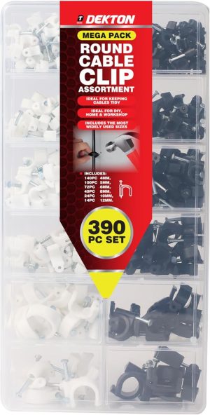 Dekton Round Cable Clip Assortment Mega Pack 390pc