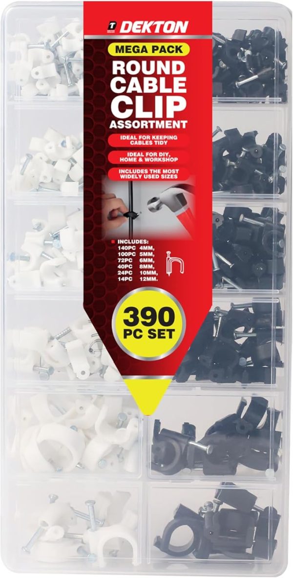 Dekton Round Cable Clip Assortment Mega Pack 390pc