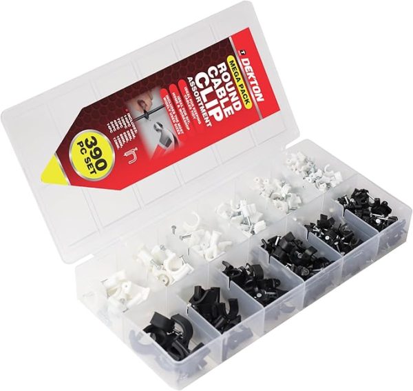Dekton Round Cable Clip Assortment Mega Pack 390pc