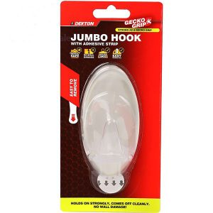 Dekton Gecko Grip Clear Jumbo Hook with Adhesive Strip