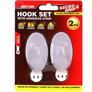 Dekton Gecko Grip White Adhesive Hooks Pack Of 2