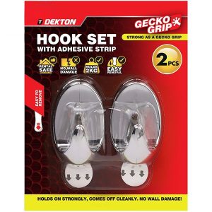 Dekton Gecko Grip Chrome Adhesive Hooks Pack Of 2