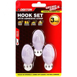 Dekton Gecko Grip White Adhesive Hook Set 3pc