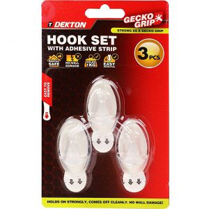 Dekton Gecko Grip Clear Adhesive Hook Set 3pc