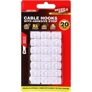 Dekton Gecko Grip White Adhesive Cable Hooks Pack Of 20