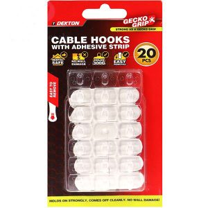Dekton Gecko Grip Clear Adhesive Cable Hooks Pack Of 20