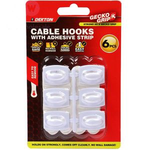 Dekton Gecko Grip White Adhesive Cable Hooks Pack Of 6