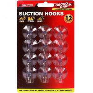 Dekton Gecko Grip Medium Clear Suction Hooks 12pc
