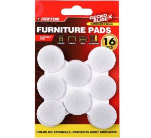 Dekton Gecko Slide White Furniture Pads 16pc