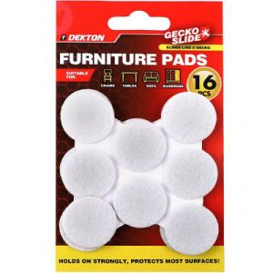 Dekton Gecko Slide White Furniture Pads 16pc