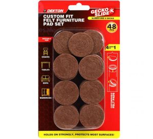Dekton Gecko Slide 4-in-1 Custom Fit Felt Furniture Pad Set 48pc