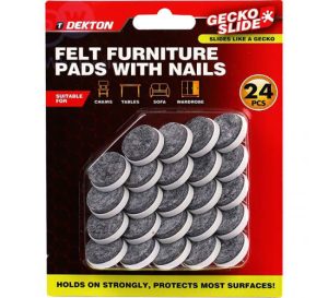 Dekton Gecko Slide Felt Furniture Pads with Nails 24pc