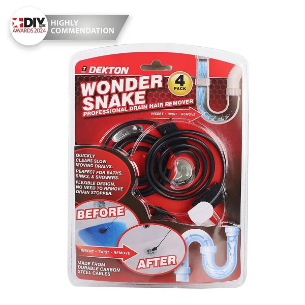 Dekton Wonder Snake Drain Hair Remover Pack Of 4
