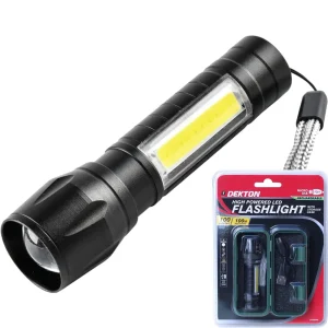 Dekton 100m Beam Rechargeable Torch with Storage Case