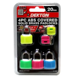 Dekton 20mm Abs Covered Solid Brass Padlock 4pc
