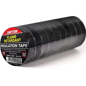 Dekton Black Flame Retardant Insulation Tape 19mm X 20m Pack Of 10