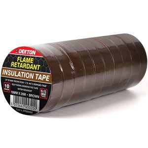 Dekton Brown Flame Retardant Insulation Tape 19mm X 20m Pack Of 10