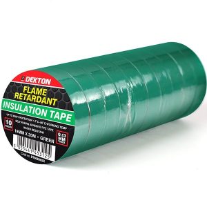 Dekton Green Fire Retardant Insulation Tape 19mm X 20m Pack Of 10