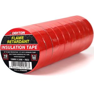 Dekton Red Flame Retardant Insulation Tape 19mm X 20m Pack Of 10
