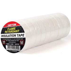 Dekton White Flame Retardant Insulation Tape 19mm X 20m Pack Of 10