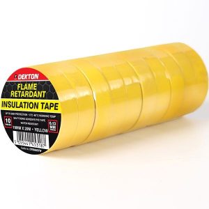 Dekton Yellow Flame Retardant Insulation Tape 19mm X 20m Pack Of 10