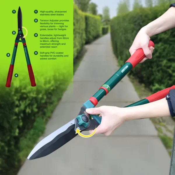 Dekton Extendable Stainless Steel Telescopic Hedge Shears 80cm