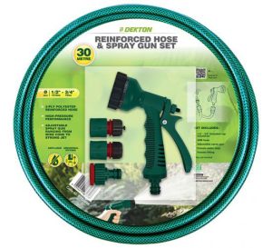 Dekton Universal Reinforced Garden Hose & Spray Gun Set 30m