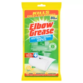 Elbow Grease Lemon Fresh Antibacterial Wipes Pack Of 80